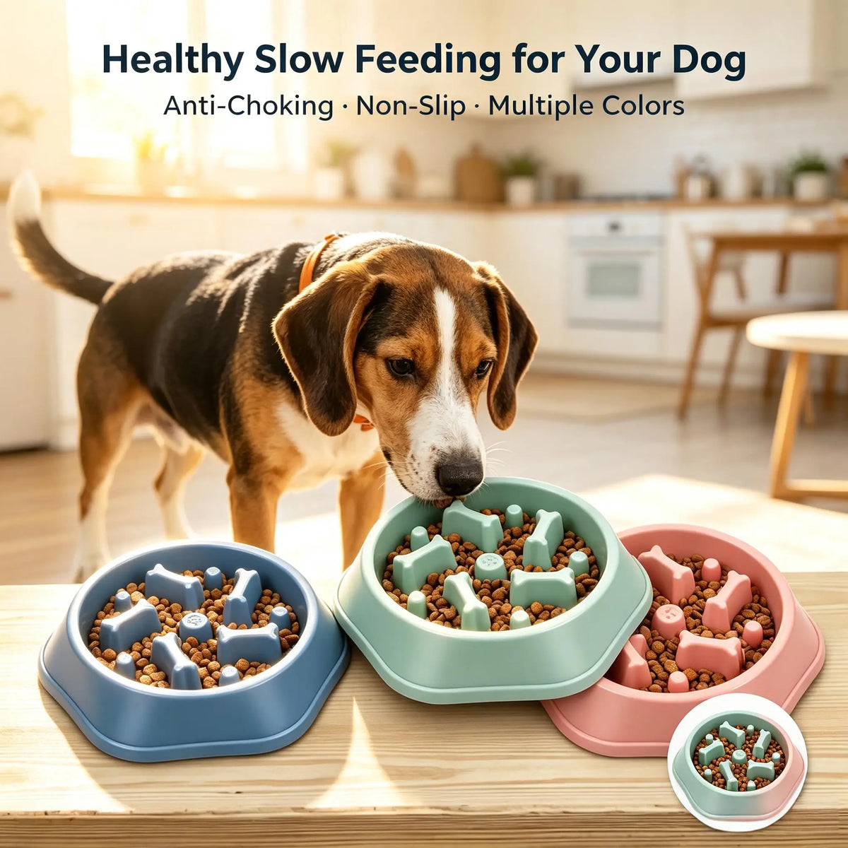 Slow Feeder Dog Bowl Anti-Choking Puppy Food Bowl Anti-Slip Pet Slow Eating Dog Dishes Puzzle Feeders for Dogs Small Medium