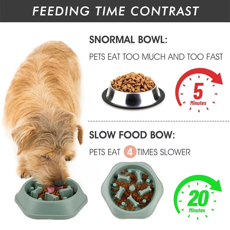 Slow Feeder Dog Bowl Anti-Choking Puppy Food Bowl Anti-Slip Pet Slow Eating Dog Dishes Puzzle Feeders for Dogs Small Medium