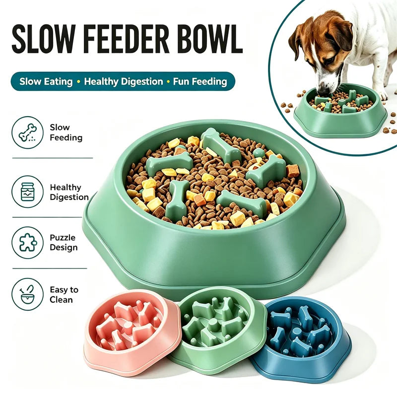 Slow Feeder Dog Bowl Anti-Choking Puppy Food Bowl Anti-Slip Pet Slow Eating Dog Dishes Puzzle Feeders for Dogs Small Medium