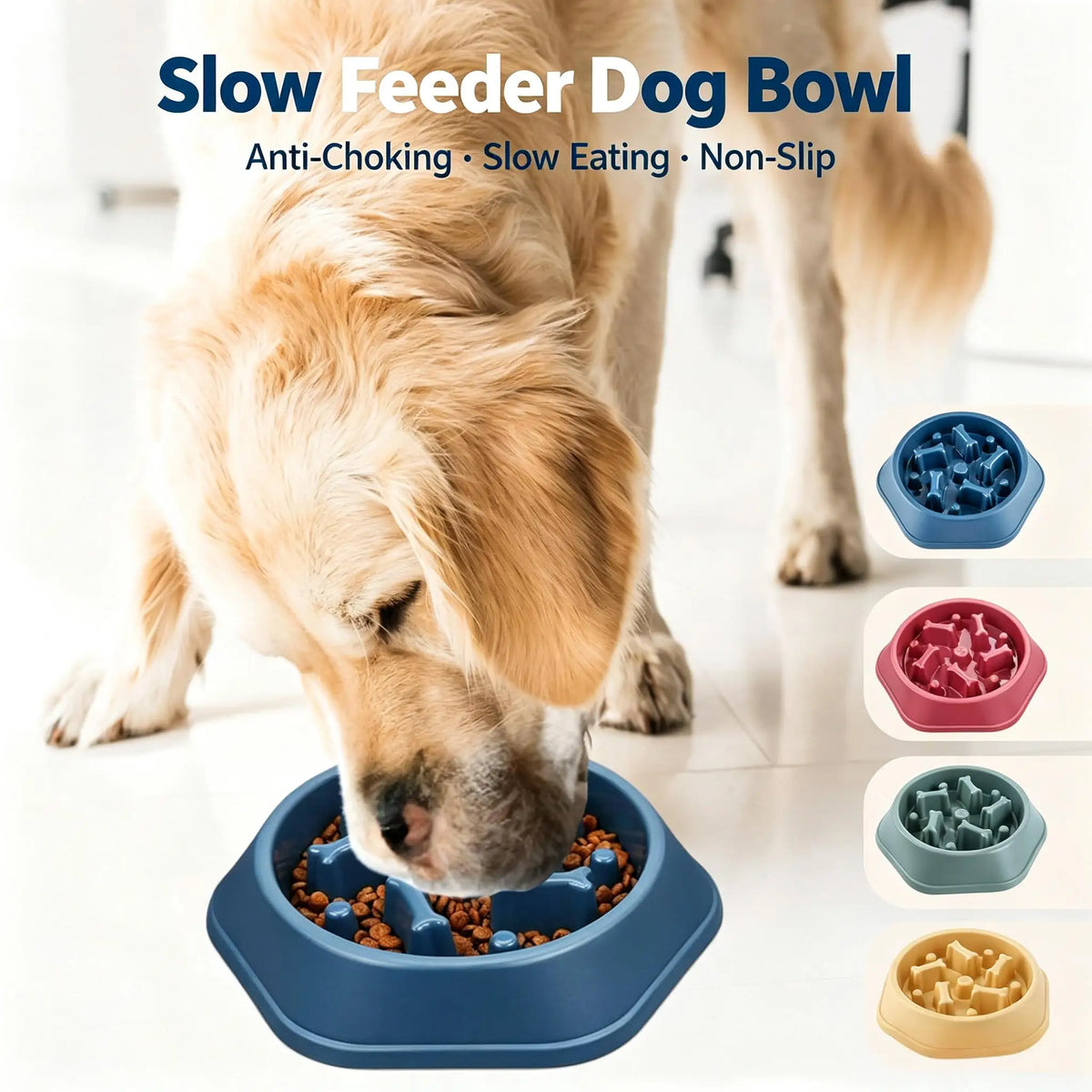 Slow Feeder Dog Bowl Anti-Choking Puppy Food Bowl Anti-Slip Pet Slow Eating Dog Dishes Puzzle Feeders for Dogs Small Medium